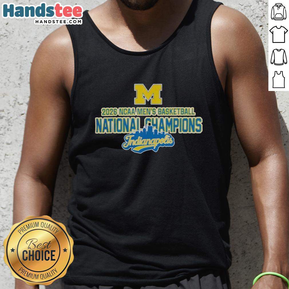 premium-ncaa-michigan-wolverines-mens-basketball-2026-national-champions-tank-top Premium NCAA Michigan Wolverines men's basketball tank top celebrating 2026 National Champions with vibrant team colors.