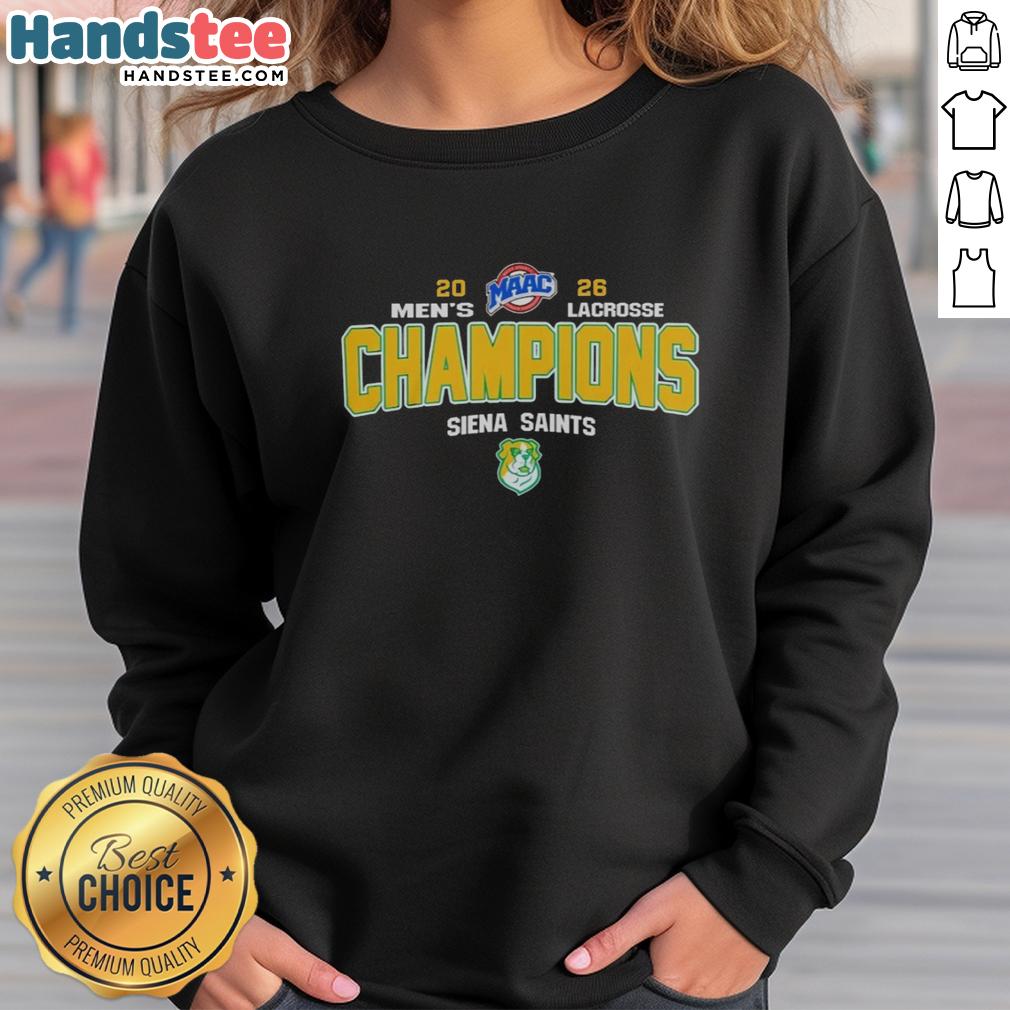 premium-ncaa-siena-saints-2026-maac-mens-lacrosse-tournament-champions-sweatshirt Premium NCAA Siena Saints 2026 MAAC Men's Lacrosse Tournament Champions sweatshirt in team colors, showcasing pride and victory.