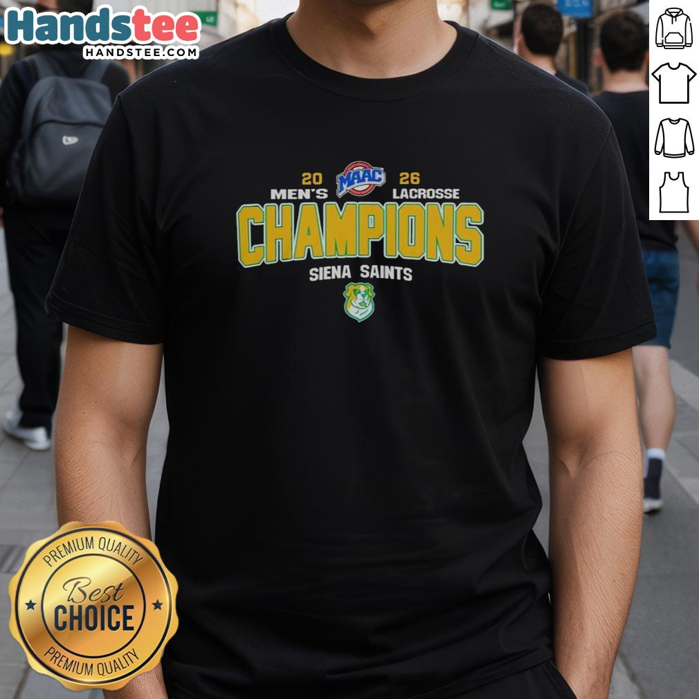 premium-ncaa-siena-saints-2026-maac-mens-lacrosse-tournament-champions-t-shirt-1 Premium NCAA Siena Saints 2026 MAAC Men's Lacrosse Tournament Champions T-Shirt in vibrant colors celebrating victory.