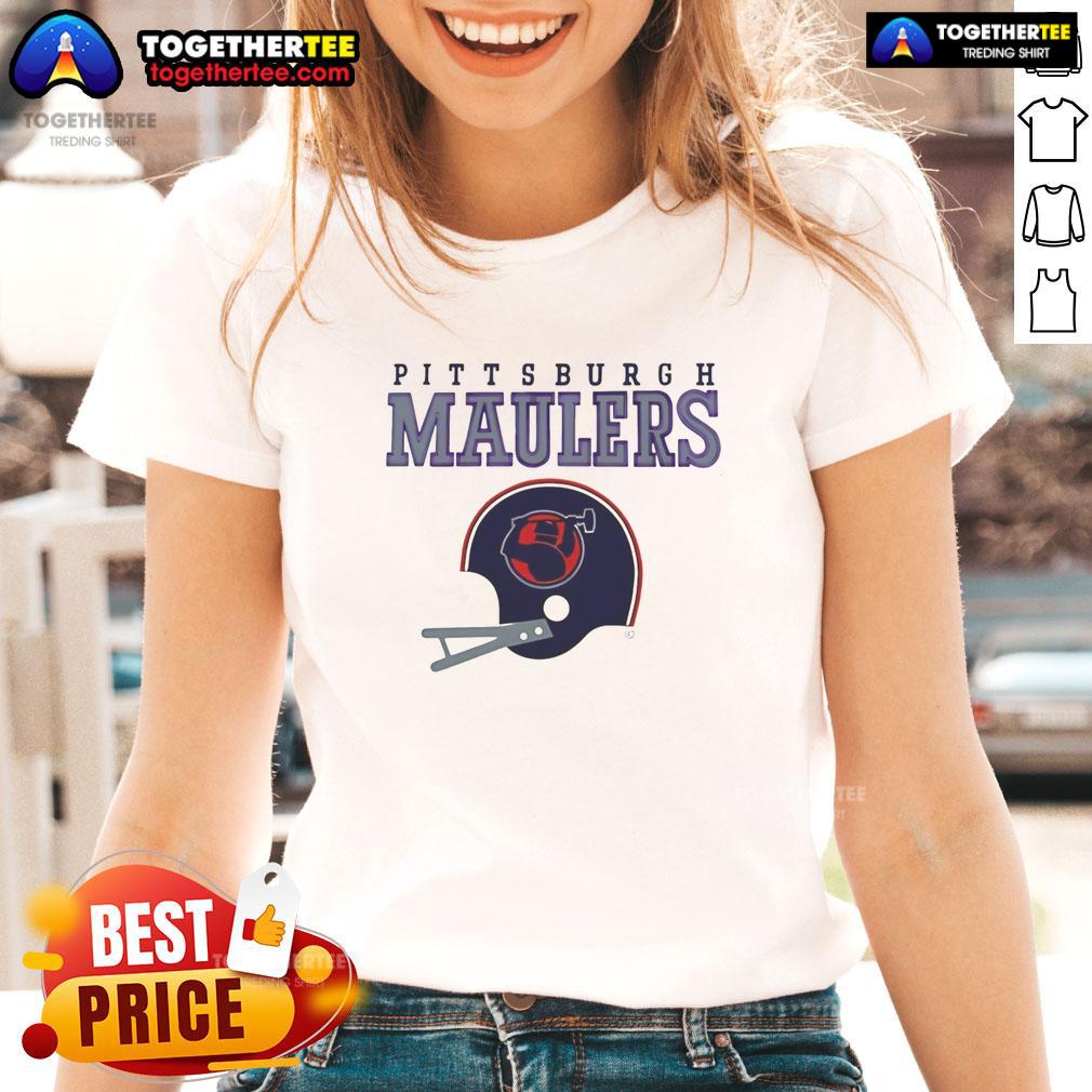 Premium Pittsburgh Maulers Usfl Helmet And Wordmark Ladies Tee