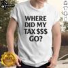 Alt Text: Premium Where Did My Tax $$$ Go T-Shirt showcasing a humorous design about taxes and financial awareness.