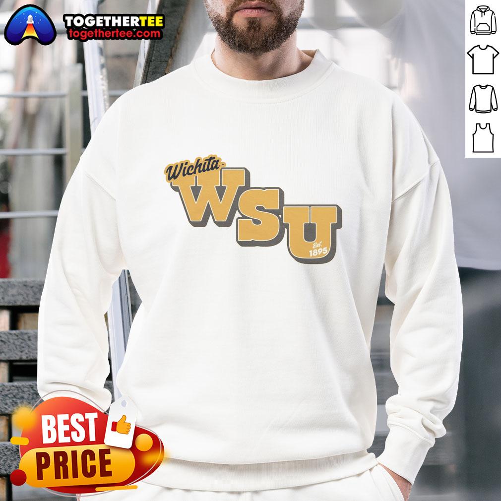 Premium Wichita State Est 1895 Gold Sweatshirt Alt Text: Premium Wichita State Est. 1895 gold sweatshirt featuring university logo and classic crewneck design.