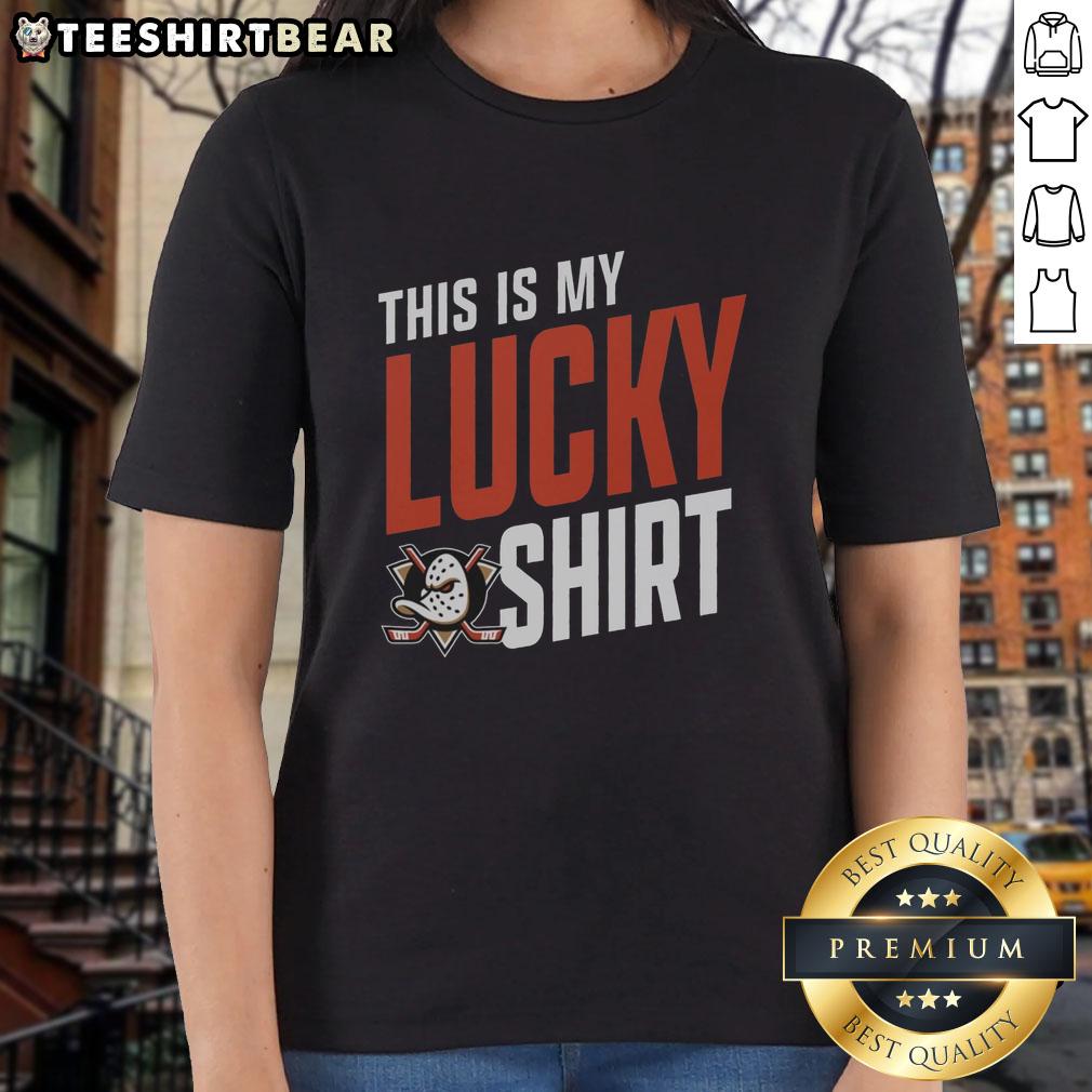 pretty-anaheim-ducks-this-is-my-lucky-ladies-tee Alt Text: Pretty Anaheim Ducks ladies tee featuring a stylish design, perfect for fans and game day attire.