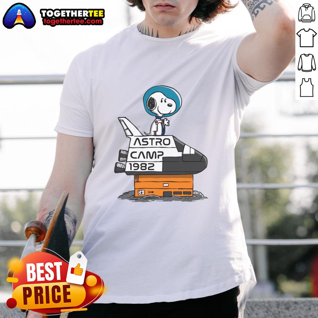 Pretty Astro Camp 1982 Snoopy T Shirt Vintage 1982 Snoopy T-Shirt featuring a colorful Astro Camp design, perfect for retro fashion enthusiasts.