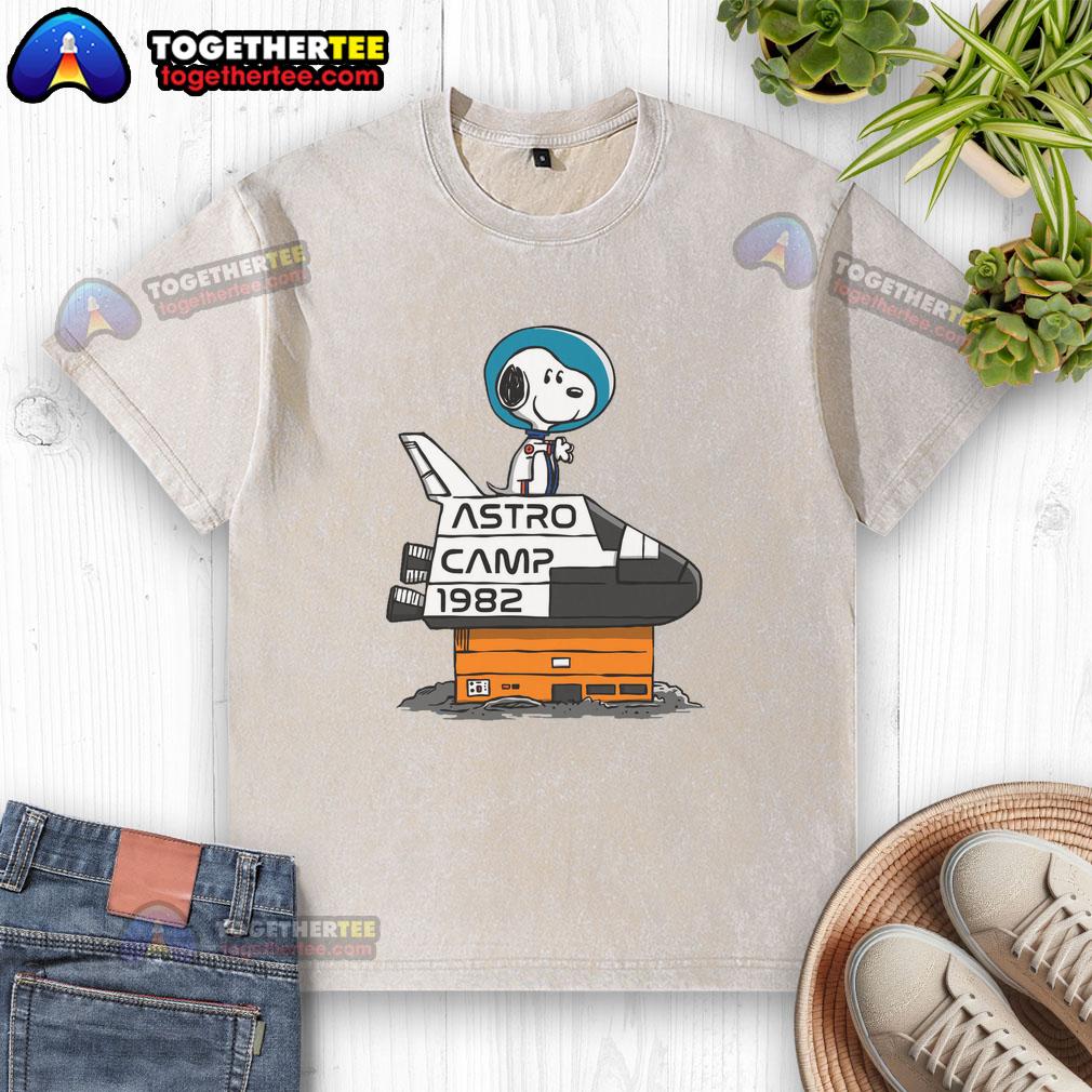 Pretty Astro Camp 1982 Snoopy Washed T Shirt Vintage 1982 Snoopy washed t-shirt featuring a colorful astro camp design, perfect for retro fashion lovers.