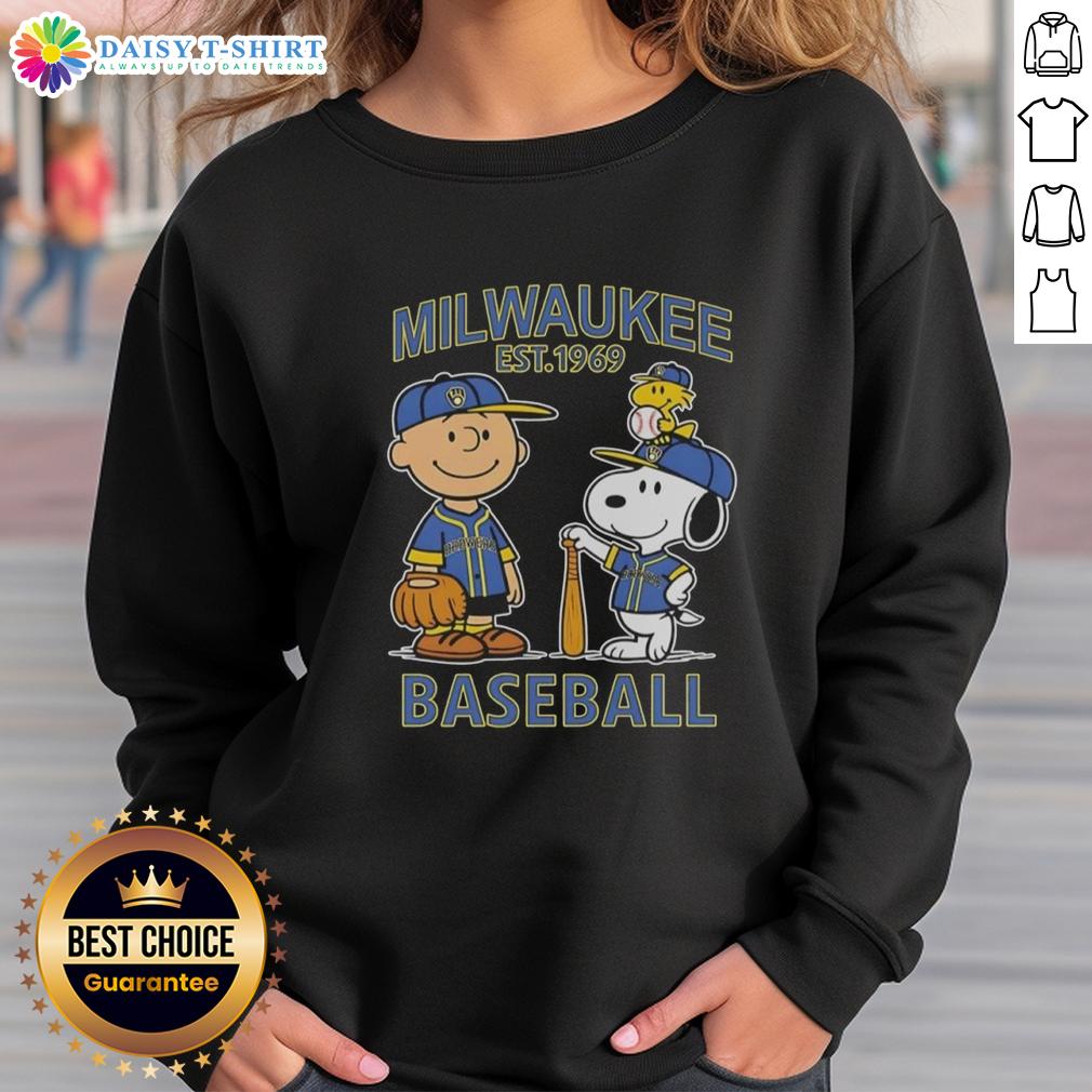 Pretty Charlie Brown And Snoopy X Milwaukee Brewers Basketball Est 1969 Sweatshirt Pretty Charlie Brown and Snoopy X Milwaukee Brewers Basketball sweatshirt, celebrating the 1969 team spirit in style.