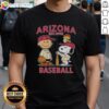 Alt Text: Charlie Brown, Snoopy, and Woodstock in Arizona Diamondbacks jersey T-shirt, celebrating baseball since 1998.