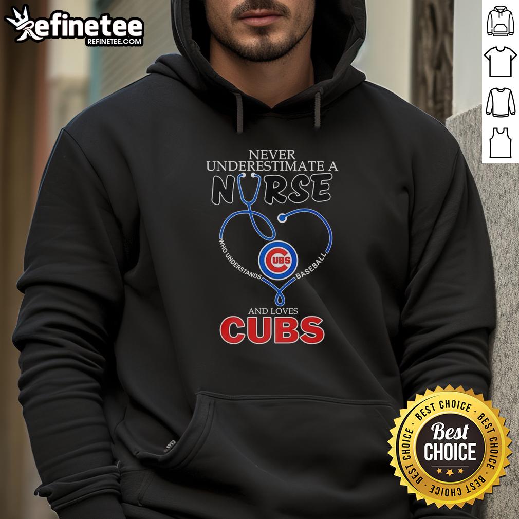 pretty-chicago-cubs-never-underestimate-a-nurse-who-understands-baseball-and-love-cubs-hoodie Pretty Chicago Cubs hoodie featuring the phrase 'Never Underestimate A Nurse Who Understands Baseball And Love Cubs.'