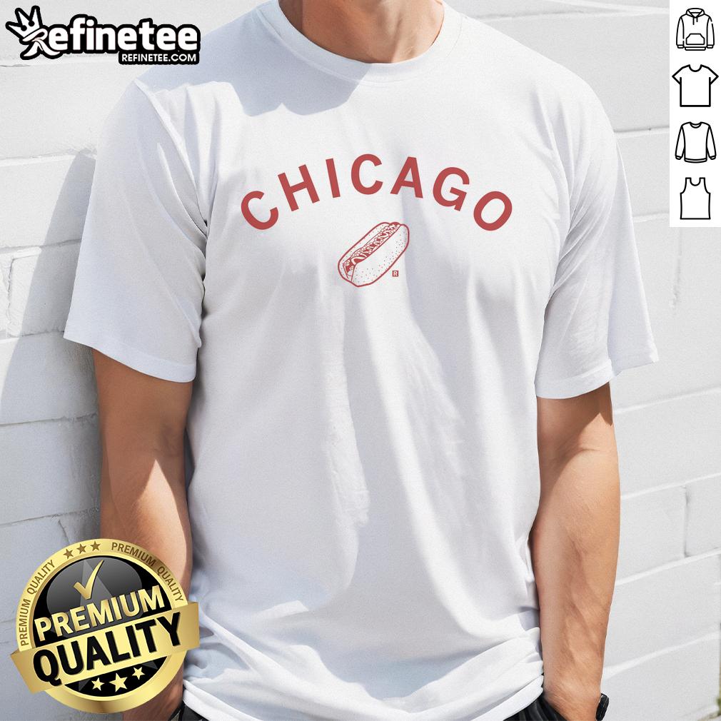 pretty-chicago-hot-dog-curved-t-shirt-1 Stylish curved t-shirt featuring a colorful Chicago hot dog design, perfect for food lovers and Chicago enthusiasts.