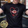 Alt Text: Cincinnati Reds t-shirt featuring a heart and stethoscope design, perfect for fans and healthcare workers.