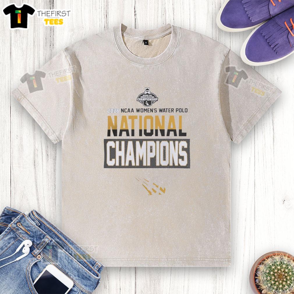 pretty-concordia-university-irvine-2026-nc-womens-water-polo-national-champions-washed-t-shirt Pretty Concordia University Irvine 2026 NC Women's Water Polo National Champions washed t-shirt displayed on a hanger.
