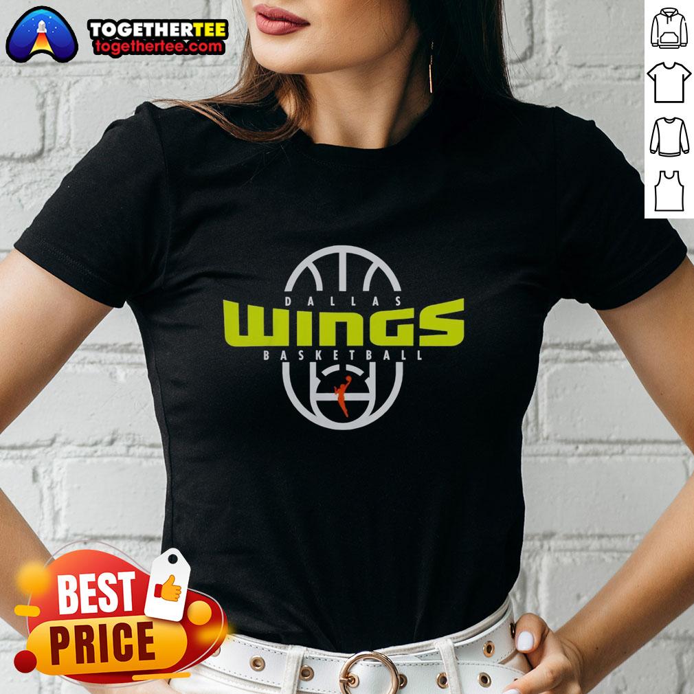 Pretty Dallas Wings Basketball 2026 On Court Authentic Practice Logo Ladies Tee Pretty Dallas Wings Basketball 2026 Ladies Tee featuring authentic practice logo on court background.