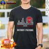 Stylish Detroit Pistons 2026 GOAT players T-shirt featuring a vibrant city skyline design.