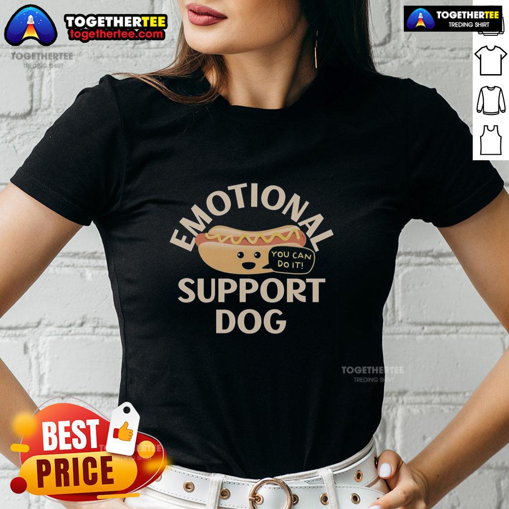 Pretty Emotional Support Dog Hot Dog Ladies Tee