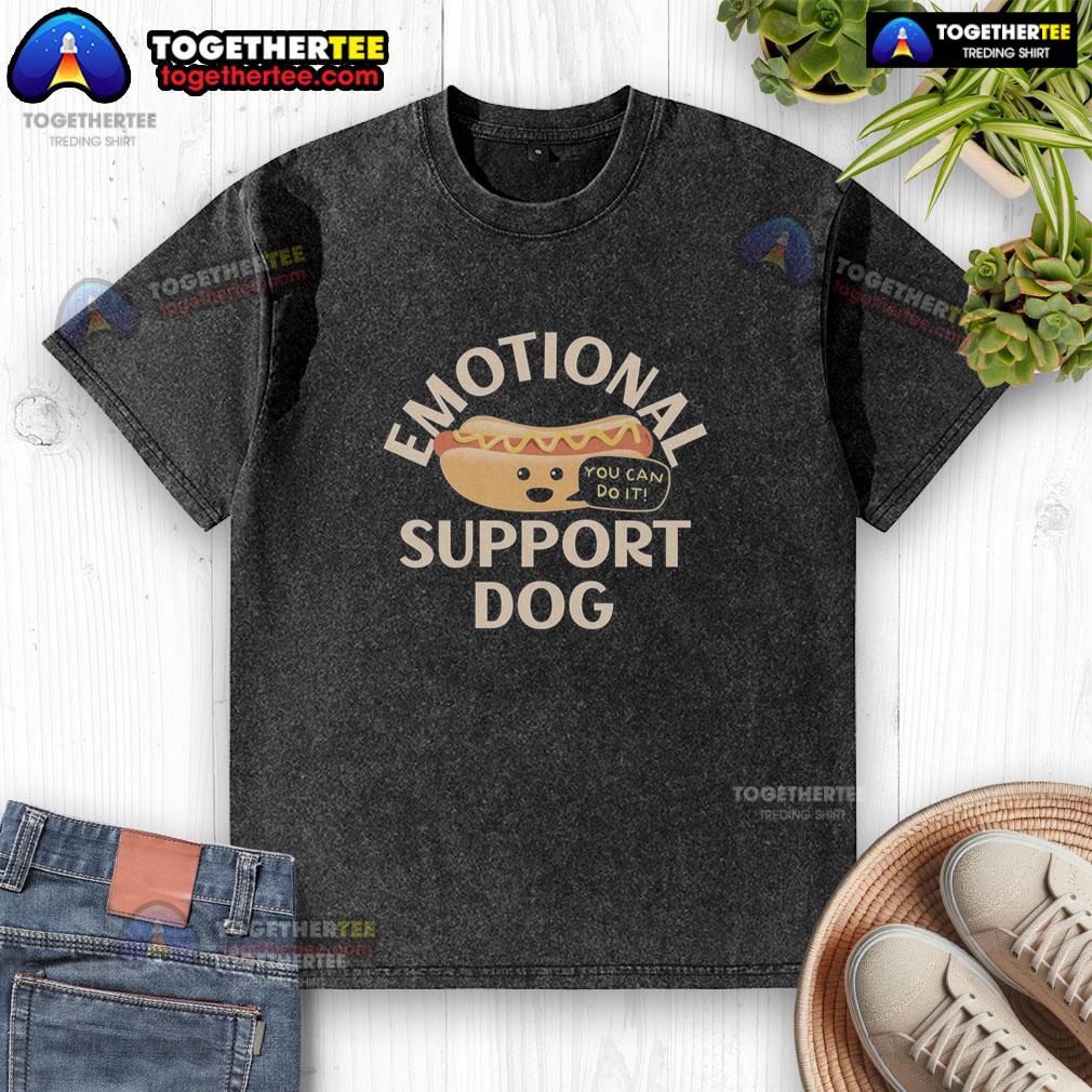 Pretty Emotional Support Dog Hot Dog Washed T Shirt