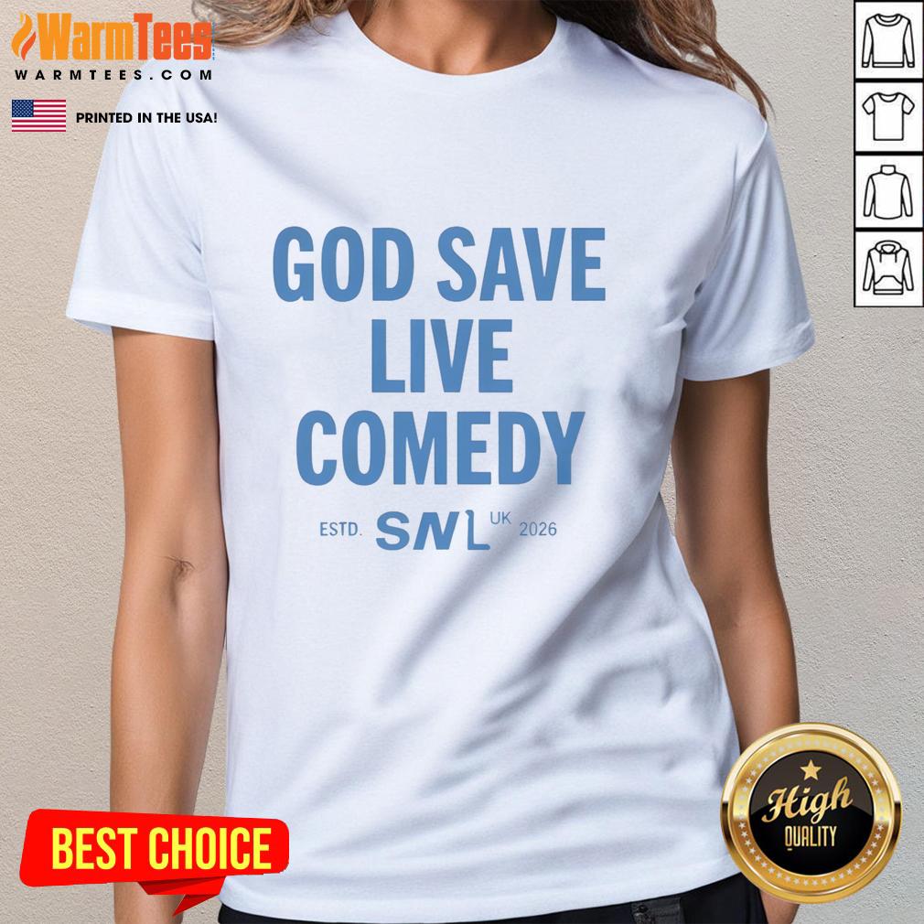pretty-god-save-live-comedy-snl-uk-estd-2026-ladies-tee Pretty God Save Live Comedy SNl UK Established 2026 Ladies Tee featuring a vibrant graphic design and comfortable fit.