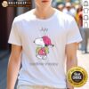 Alt Text: Pretty July Bedtime Snoopy T-Shirt featuring a colorful Snoopy design, perfect for summer sleepwear.