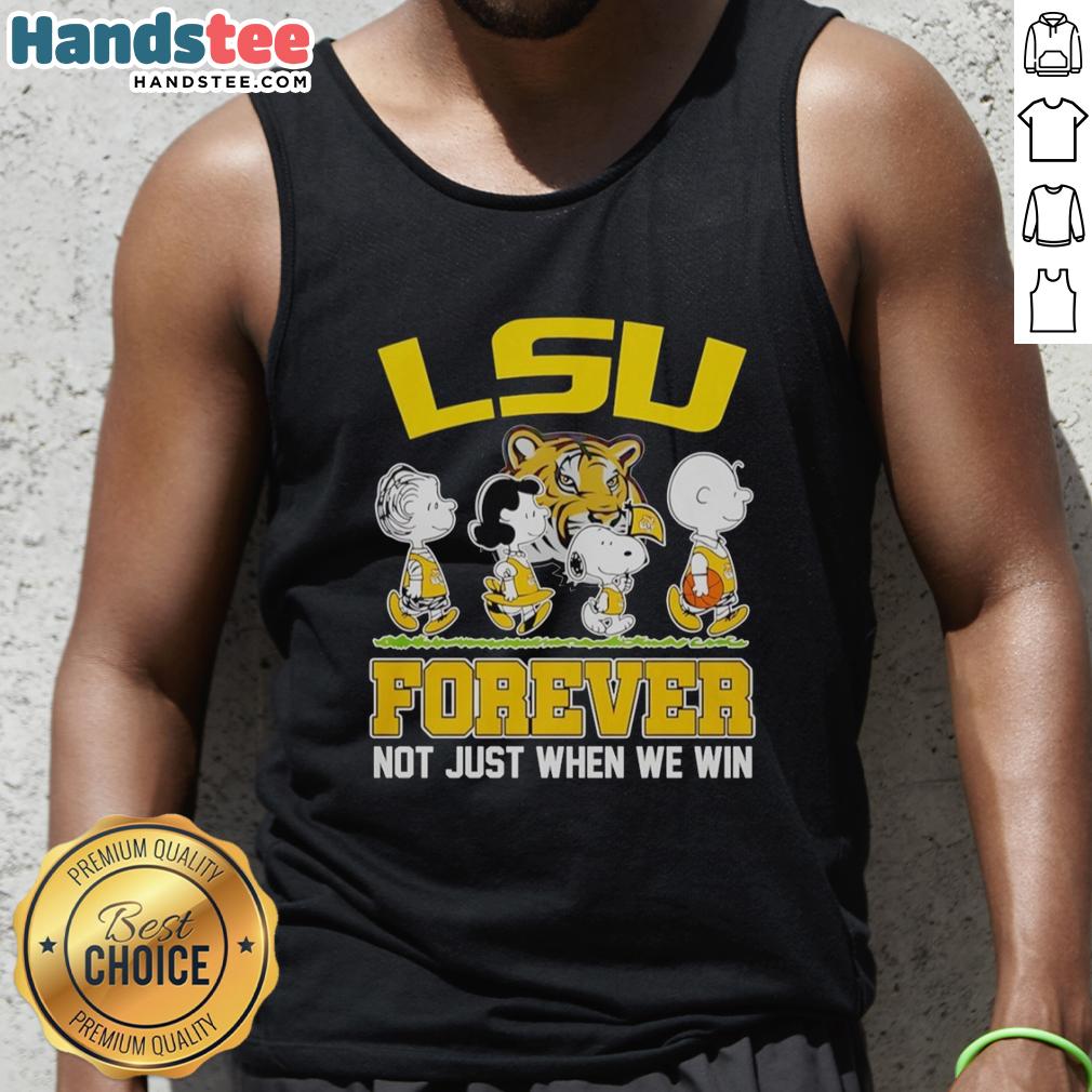 pretty-peanuts-characters-x-lsu-tigers-nba-forever-not-just-when-we-win-tank-top Pretty Peanuts characters in LSU Tigers tank top, celebrating NBA spirit with 'Forever Not Just When We Win' slogan.