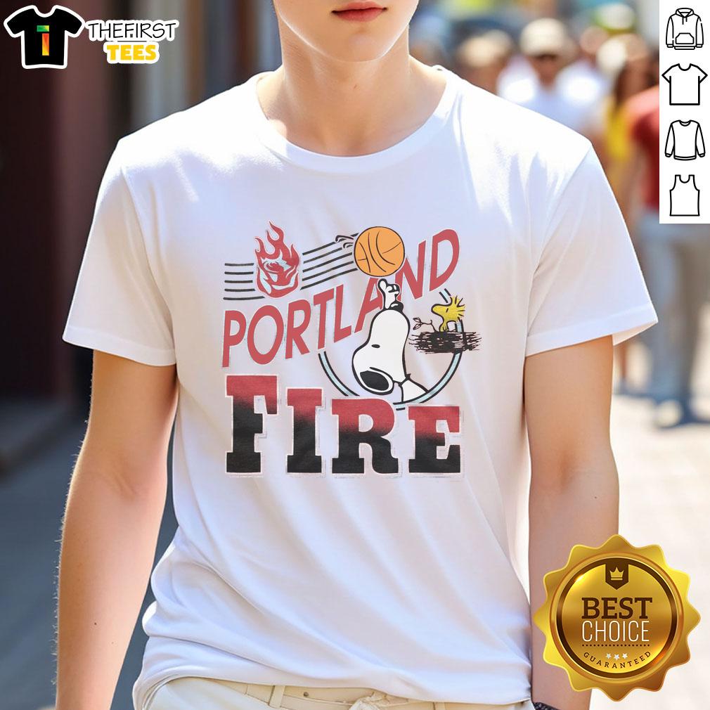 pretty-peanuts-snoopy-x-portland-fire-t-shirt-1 Pretty Peanuts Snoopy X Portland Fire T-Shirt featuring a vibrant Snoopy design, perfect for fans and collectors.