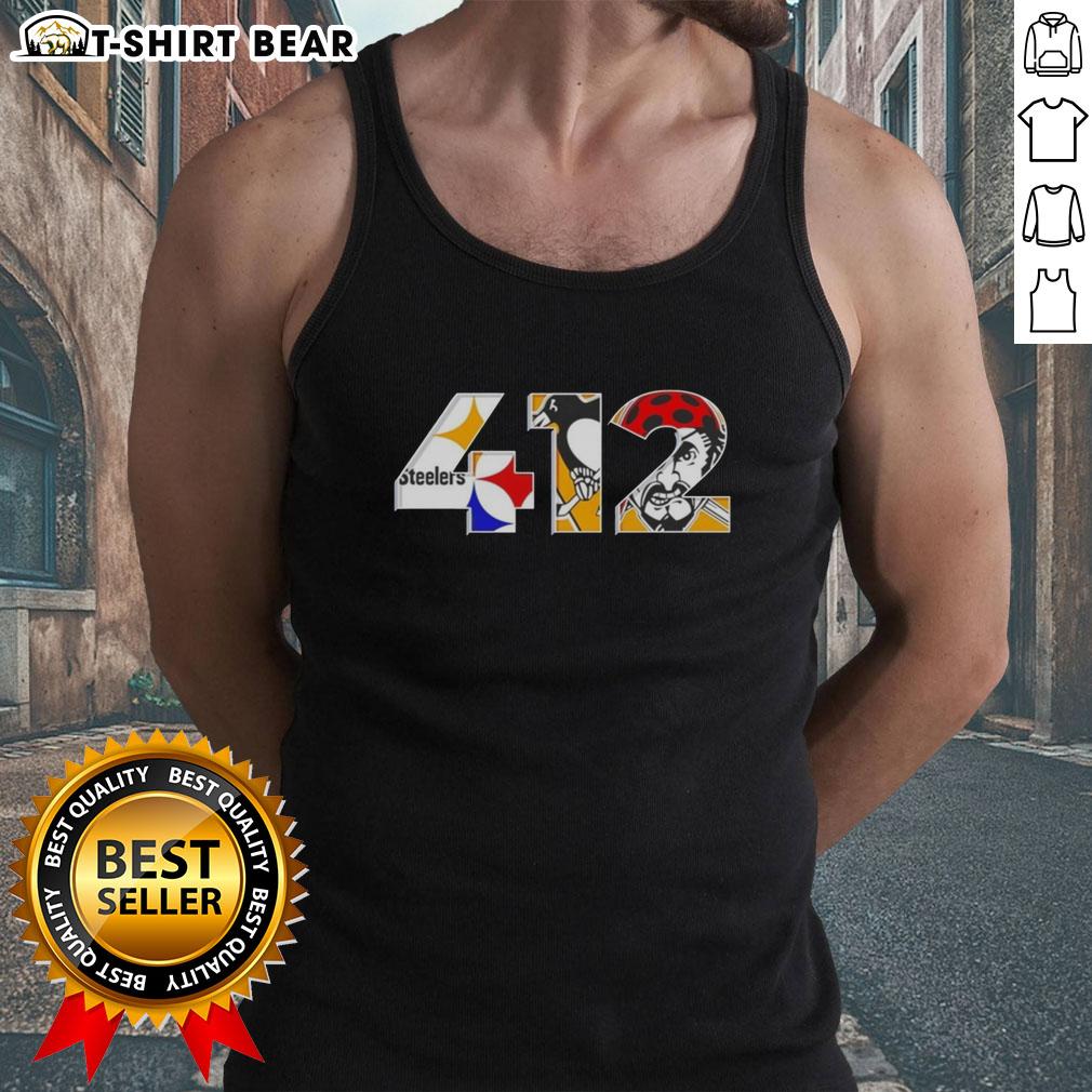 Pretty Pittsburgh Area Code 412 Sports Teams Tank Top Stylish tank top featuring Pittsburgh area code 412 and local sports teams, perfect for fans and summer wear.