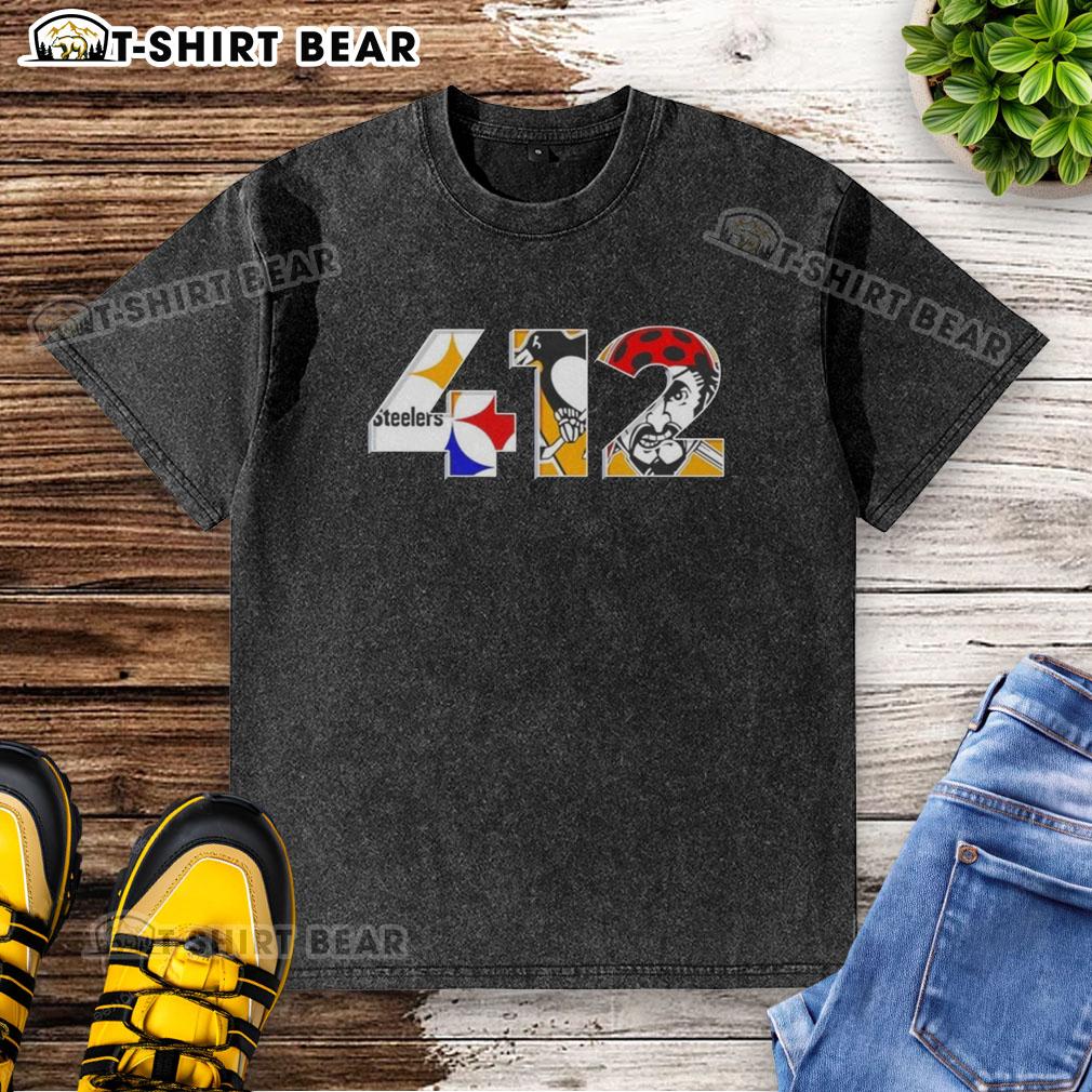 Pretty Pittsburgh Area Code 412 Sports Teams Washed T Shirt Pretty Pittsburgh Area Code 412 Sports Teams washed t-shirt featuring vibrant graphics celebrating local sports pride.