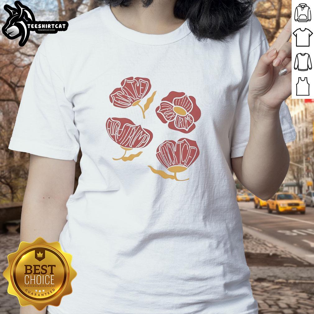 pretty-red-poppy-floral-fck-trump-ladies-tee Pretty red poppy floral graphic on a ladies tee with 'F*ck Trump' slogan for bold fashion statement.