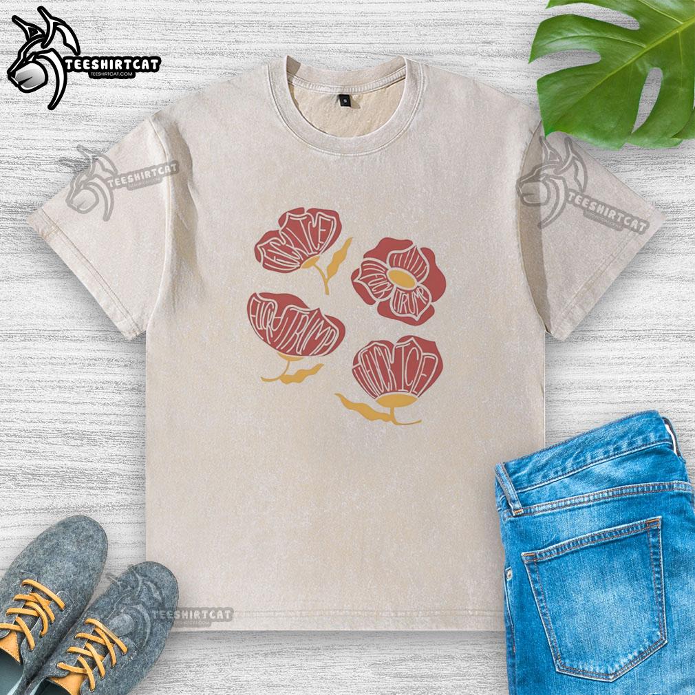 pretty-red-poppy-floral-fck-trump-washed-t-shirt Pretty red poppy floral design on a F*ck Trump washed t-shirt, perfect for expressing bold political views.