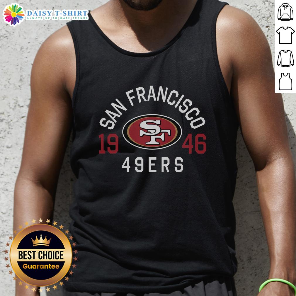 Pretty San Francisco 49Ers Heritage Print Tank Top Alt Text: Stylish San Francisco 49ers heritage print tank top, perfect for fans showcasing team spirit and sports fashion.