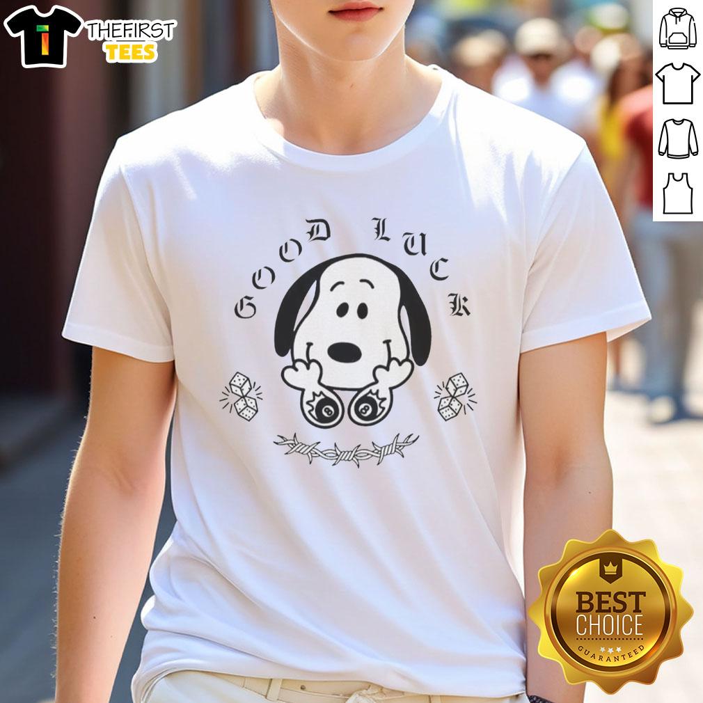 pretty-snoopy-good-luck-barbed-wire-t-shirt-1 Pretty Snoopy Good Luck Barbed Wire T-Shirt featuring a colorful Snoopy design with barbed wire accents.