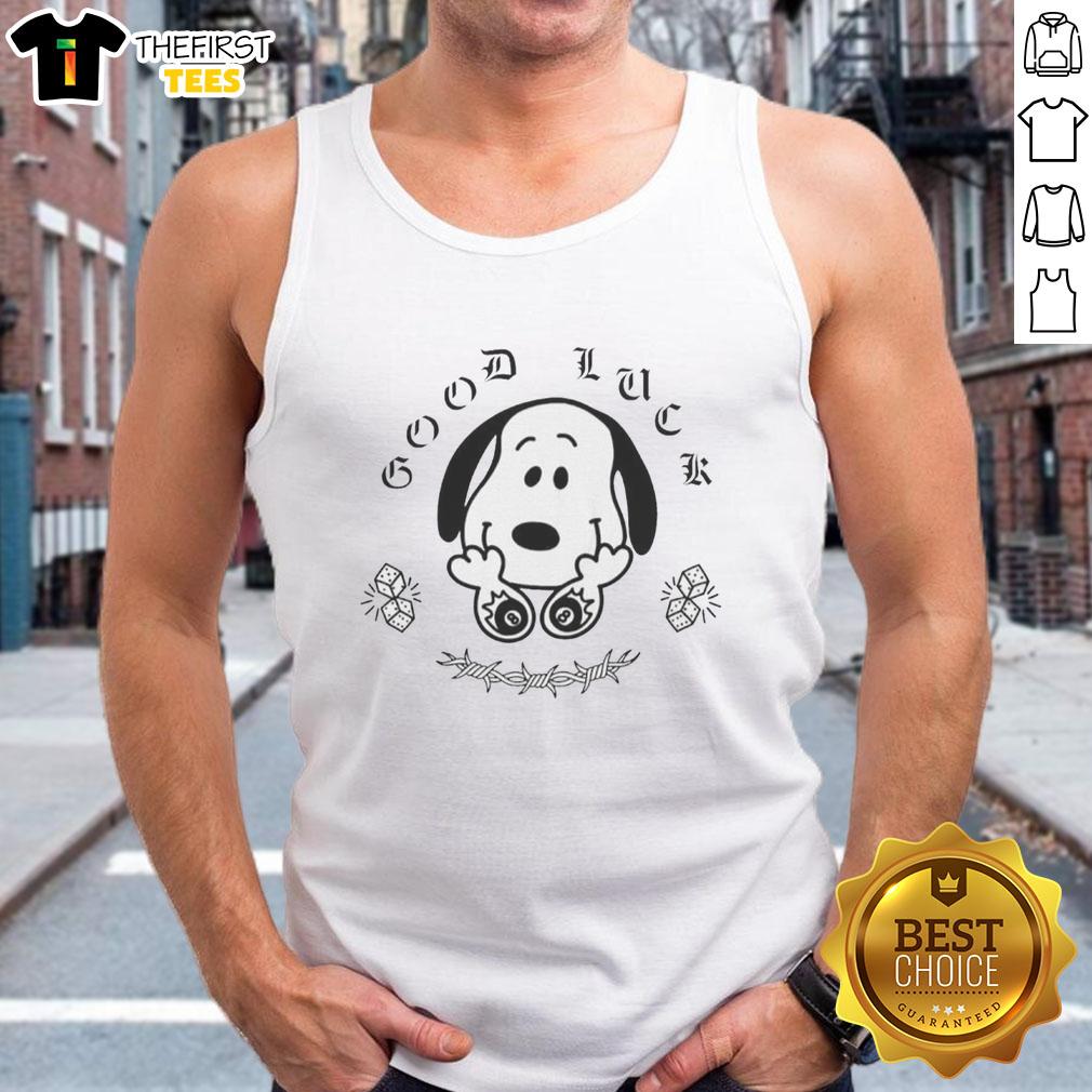 pretty-snoopy-good-luck-barbed-wire-tank-top Pretty Snoopy Good Luck Barbed Wire Tank Top featuring a playful design and vibrant colors for stylish casual wear.