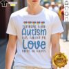 Pretty person in 'Love Needs No Words' T-shirt, celebrating autism awareness and unconditional love.