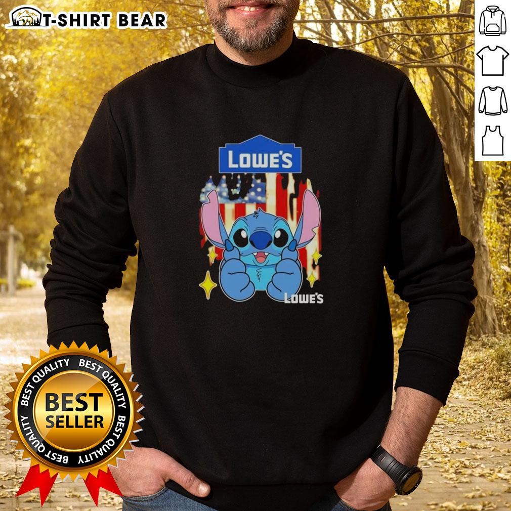 Pretty Stitch Like Lowe'S Usa Flag Sweatshirt Pretty stitch-like Lowes USA flag sweatshirt showcasing patriotic design and cozy fit for stylish comfort.