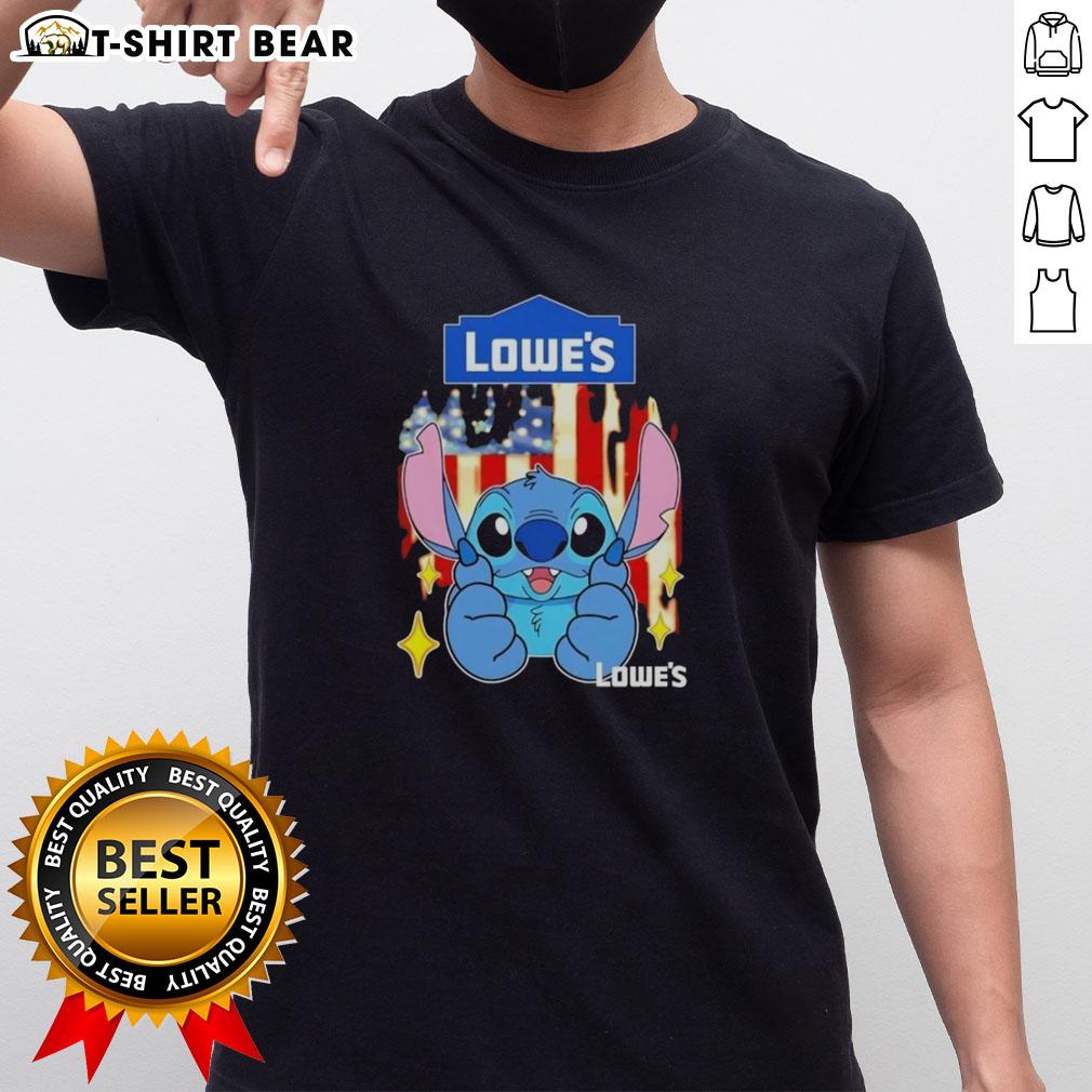 Pretty Stitch Like Lowe'S Usa Flag T Shirt Pretty Stitch Like Lowe's USA Flag T-Shirt featuring a vibrant American flag design with stylish stitching details.