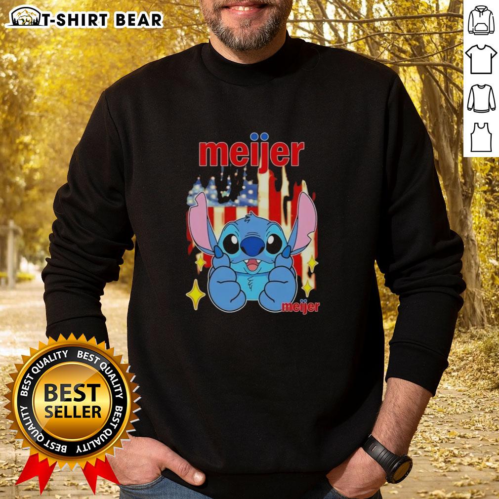 Pretty Stitch Like Meijer Usa Flag Sweatshirt Pretty Stitch Like Meijer USA Flag Sweatshirt featuring an American flag design in vibrant colors.