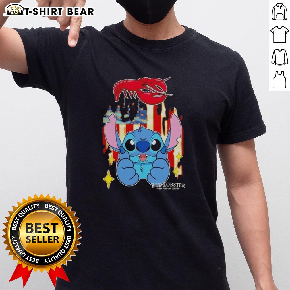 Pretty Stitch Like Red Lobster Usa Flag T Shirt Alt Text: Pretty Stitch Like Red Lobster USA Flag T-Shirt featuring a vibrant design and patriotic colors for summer wear.