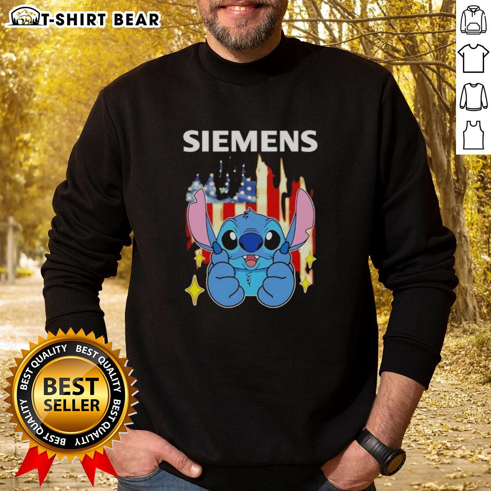 Pretty Stitch Like Siemens Usa Flag Sweatshirt Alt Text: Stylish Siemens USA flag sweatshirt featuring a pretty stitch design, perfect for casual wear and patriotic occasions.