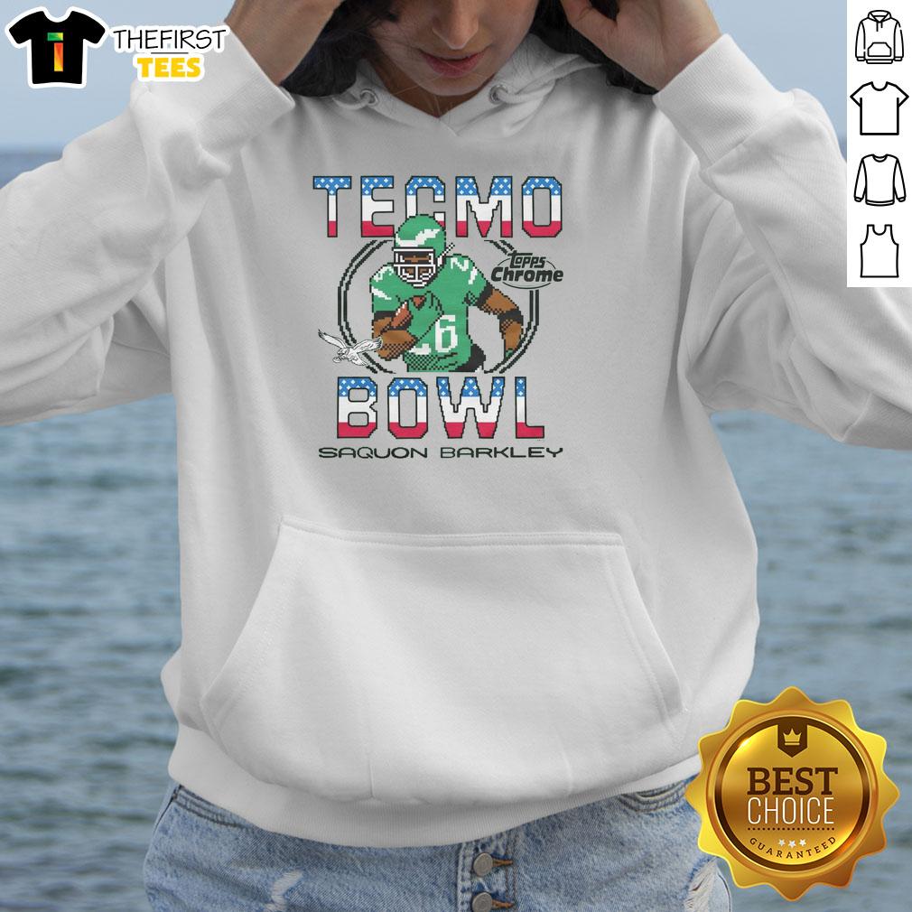 pretty-tecmo-bowl-x-topps-chrome-eagles-saquon-barkley-hoodie Alt Text: Pretty Tecmo Bowl X Topps Chrome Eagles Saquon Barkley hoodie featuring vibrant graphics and team colors.