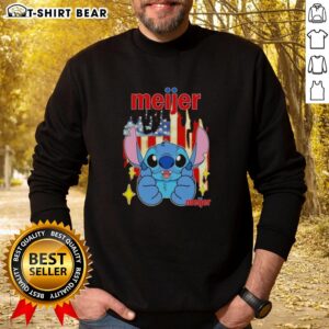 Pretty Stitch Like Meijer USA Flag Sweatshirt featuring an American flag design in vibrant colors.