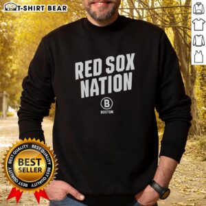 Hot Boston Red Sox Nation sweatshirt in vibrant red, perfect for fans showcasing team spirit and style.