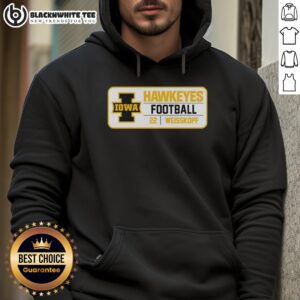 Alt Text: Good Iowa Hawkeyes Football 22 Weisskopf Hoodie in black featuring team logo and stylish design for fans.