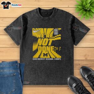 Alt Text: Premium Michigan Wolverines Final Four 2026 Midwest Region Champs washed t-shirt in navy blue.