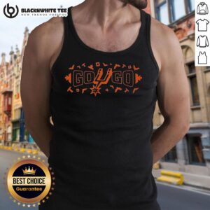 Awesome Go Spurs Go orange tank top featuring vibrant team logo, perfect for San Antonio Spurs fans and game day wear.
