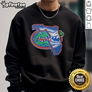 Awesome Florida Gators logo on a map sweatshirt, perfect for fans and stylish casual wear.