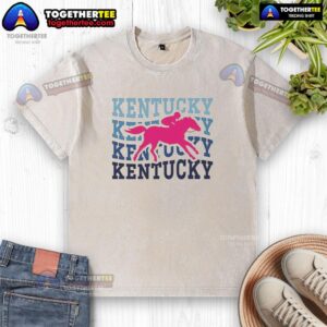 Top Kentucky Race Horse Wavy Washed T-Shirt in soft fabric, featuring a vintage racing design perfect for horse racing fans.