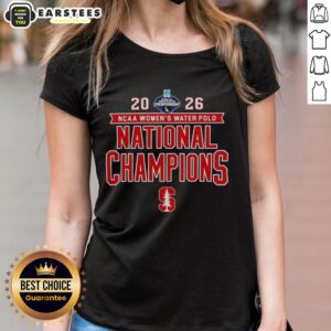 Stanford Cardinal victory tee celebrating the 2026 NCAA Women's Water Polo National Champs, perfect for fans.