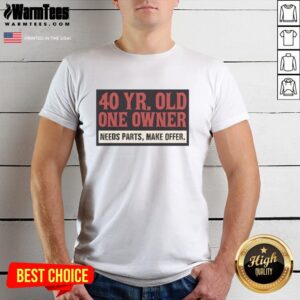 Good 40 Year Old One Owner T-Shirt design, featuring vintage car graphics, perfect for enthusiasts needing parts. Make an offer!
