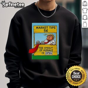 Awesome Market Tips: Trump sweatshirt featuring the Strait of Hormuz, perfect for trendy political apparel.