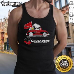 Original Snoopy and Woodstock driver car Crusaders tank top featuring vibrant cartoon graphics and comfortable fit.