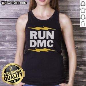 Original Run DMC electric tank top featuring bold colors and iconic logo, perfect for hip-hop fashion enthusiasts.