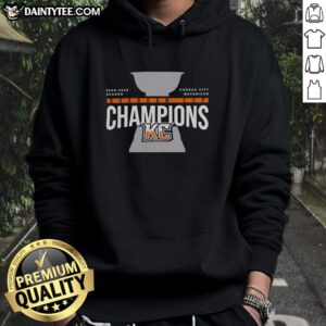 Nice Kansas City Mavericks 2026 Brabham Cup Champions trophy hoodie featuring team logo and vibrant colors.